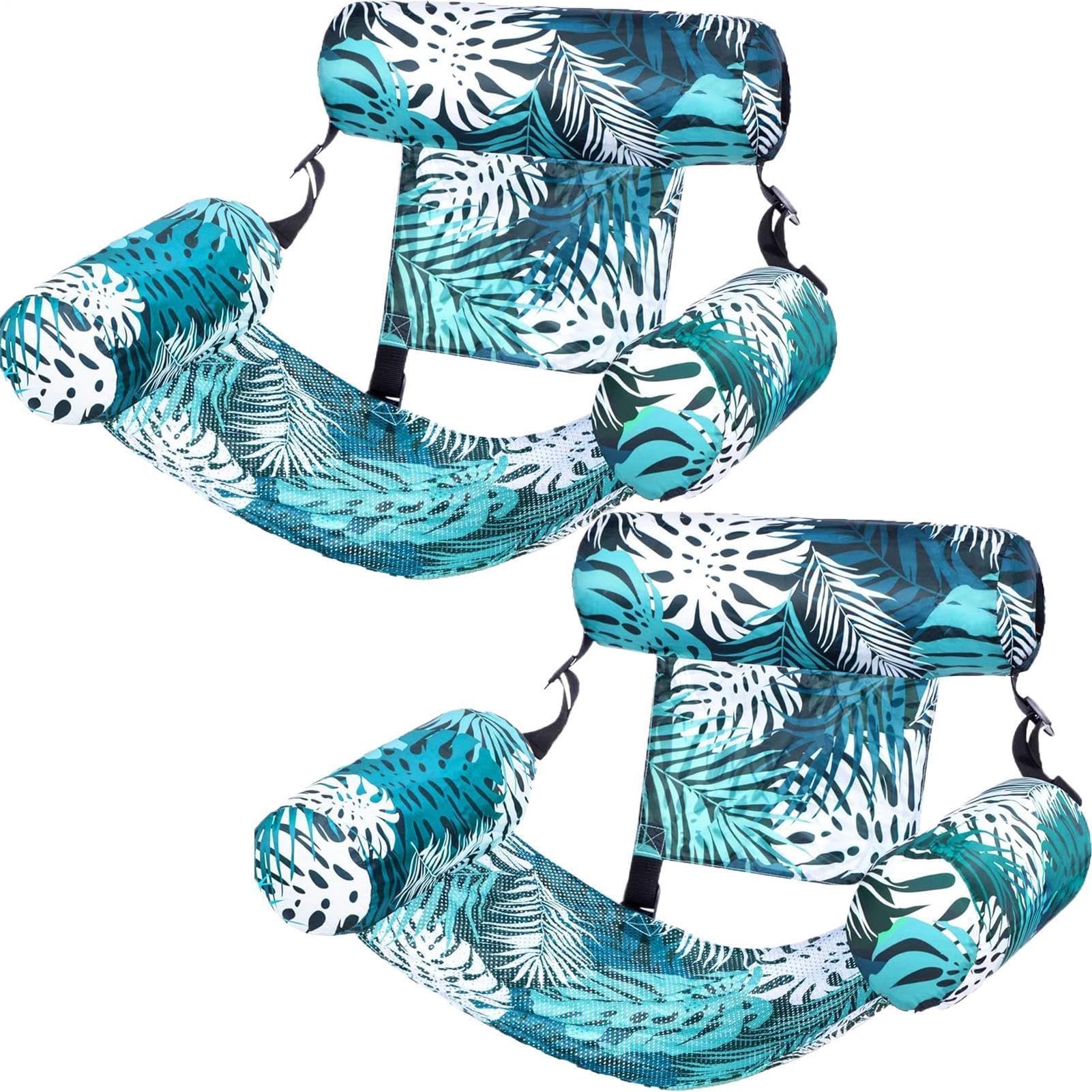 Lot de 2,Hamac de Piscine Gonflable, Fauteuil Flottant pour Adultes, Tropical