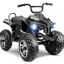 Hikole Kids ATV 4 Wheelers for Ages 4-6-8-14, XL 24V 2 Seater Ride on Quad Car Toys, 4X100 Power Motor, 24 Spacious Seat, Spring Suspension, Music, LED Lights, Black