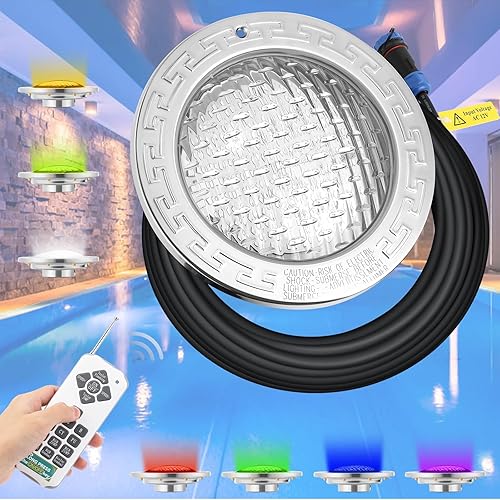 Luz LED de piscina de 12 V, 10 pulgadas RGB 7 bombillas de piscina que cambian de color 28 W para piscina enterrada, luz de spa de piscina submarina