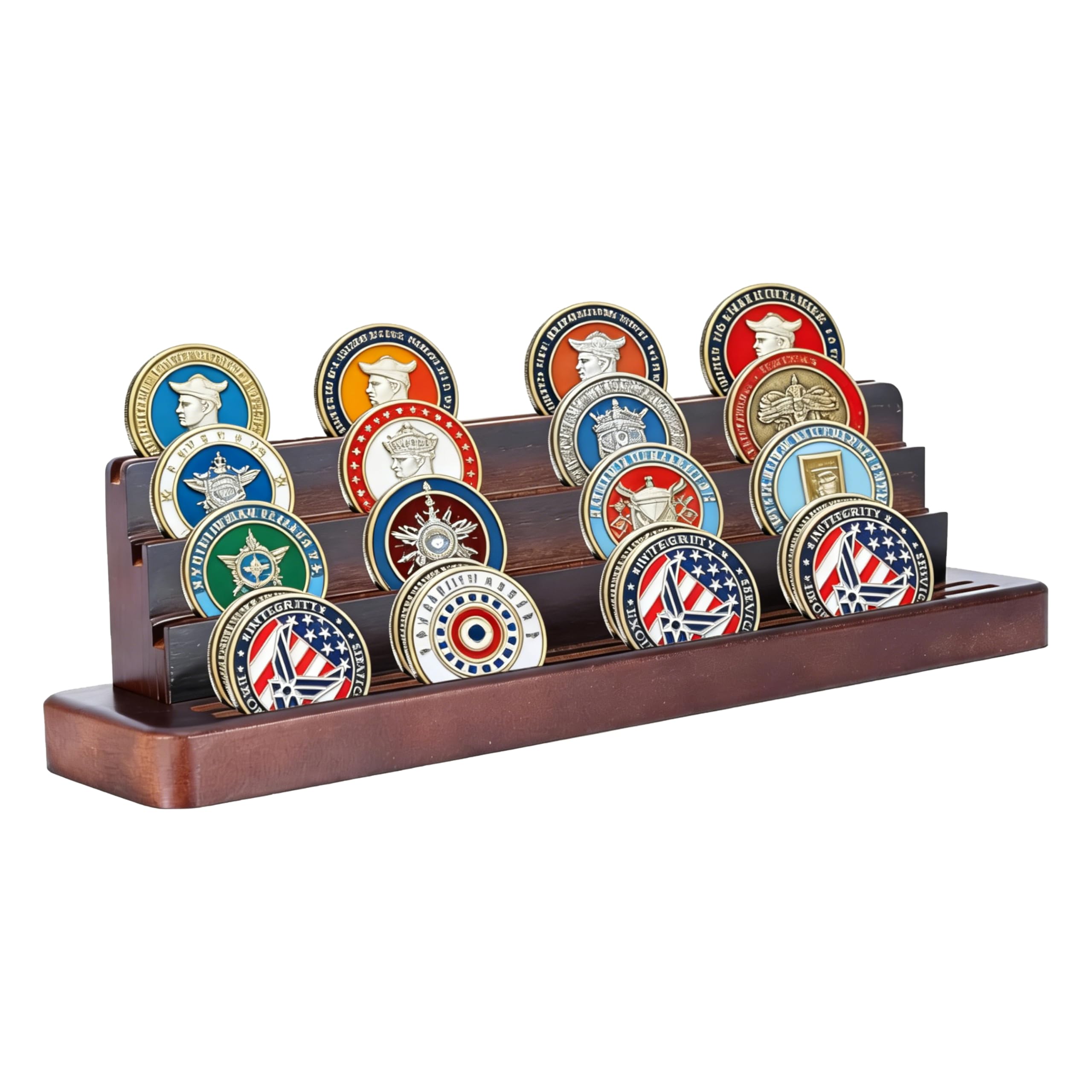 Porte-pièces en bois massif noir pour valoriser 22 médailles de collection
