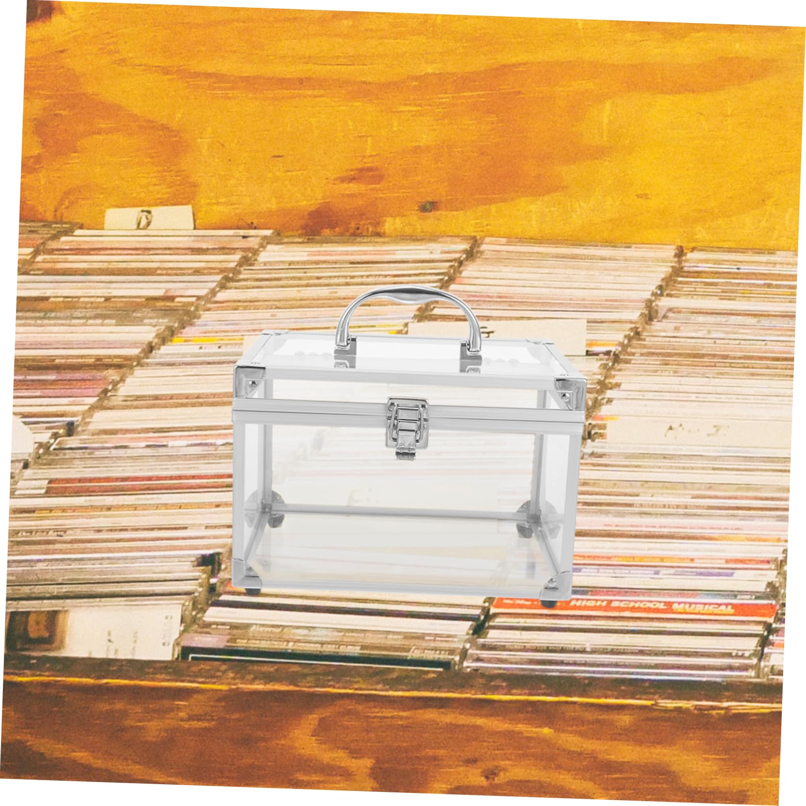 DOITOOL Scatola per Archiviazione Facile in Acrilico Trasparente Porta CD e Dvd Organizer Salvaspazio e Capiente con Maniglia e Identificazione Immediata