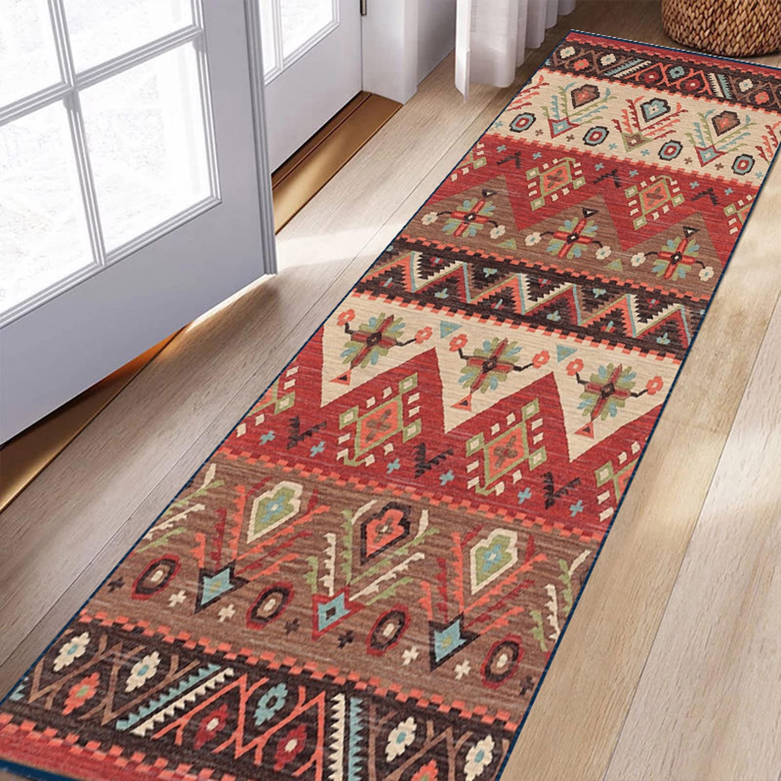 Antiscivolo per tappeti 3 Metri Lavabile Antimacchia Rosso Tappeto Runner Lungo per Corridoio Soggiorno Entrata Casa Cucina da Ingresso Passatoia Multifunzione in Moquette,40X300CM