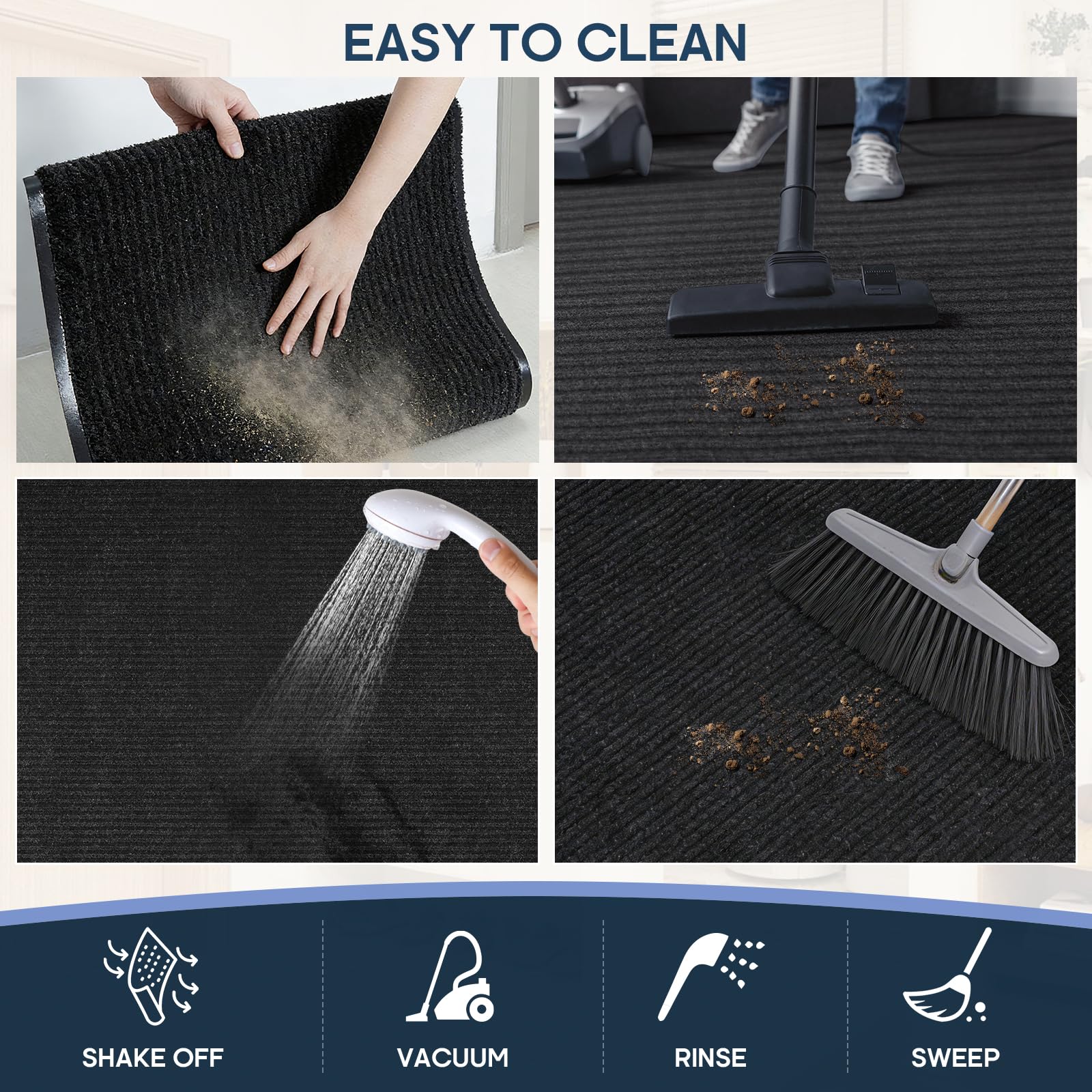 4'x6' Commercial Floor Mat for Entryway,Large Front Doormat for Home Entrance&Business High-Traffic Areas,Heavy Duty Non-Slip Rug,Rubber Backing,Low Profile,Black — Amazon image 6