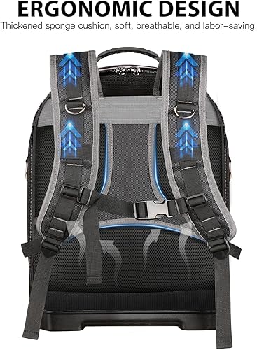Miniatura 7 de Mochila de herramientas con compartimento para laptop, bolsa de herramientas completamente abierta, bolsas de herramientas Hvac, mochila de trabajo