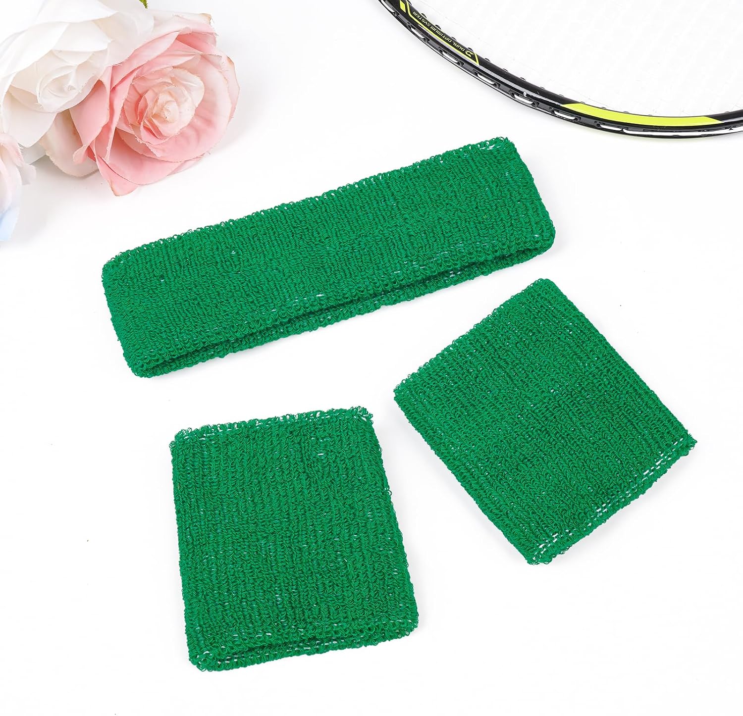 Sucrain 3 Pieces Sweatbands Set, 1 Pieces Sports Headband and 2 Pieces Wristbands,Wicking Sweat Head Band for Youth Womens Men