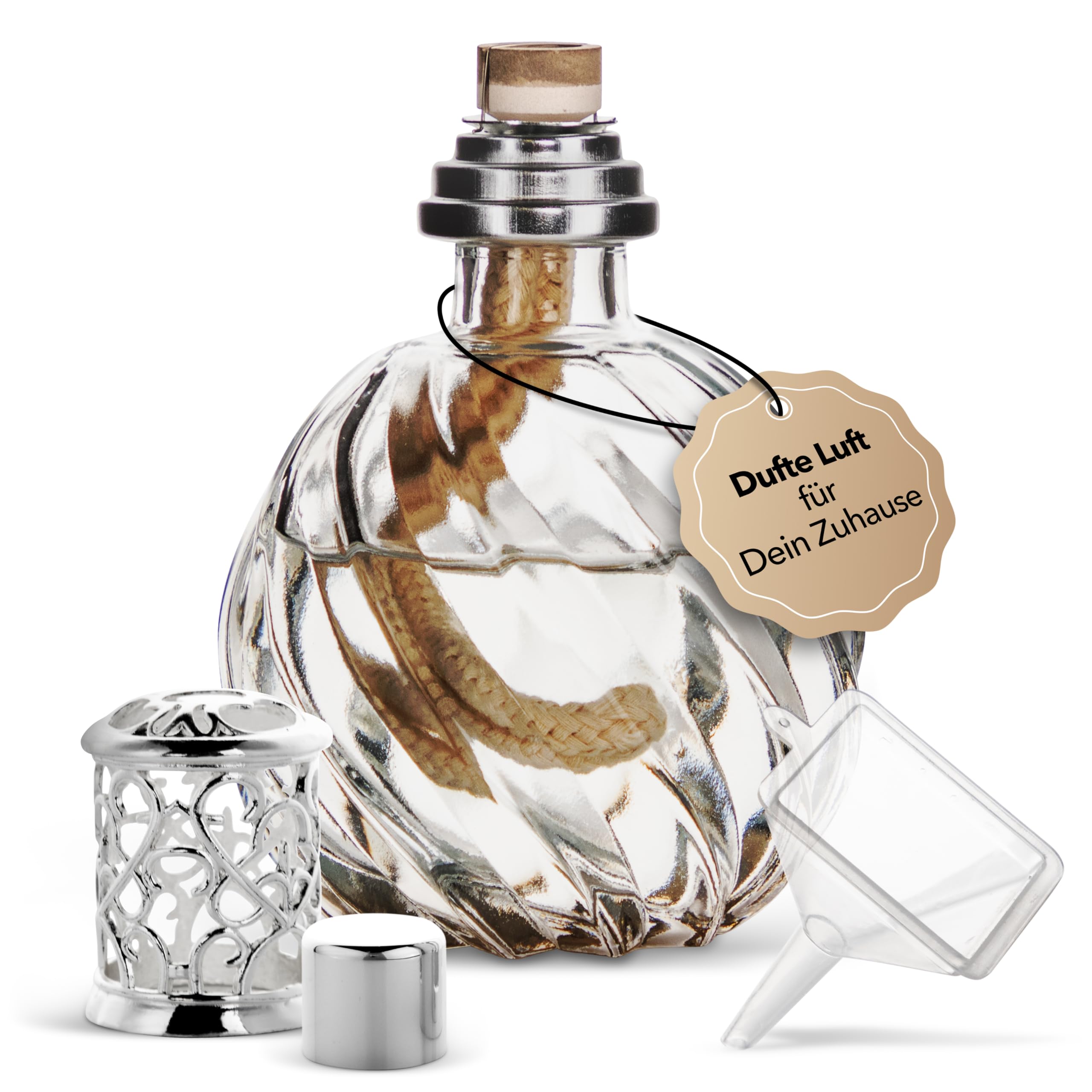 KAZIS® I Katalytische Lampe Twister I Duftlampe I Glas I XXL I 300 ml Inhalt I transparent