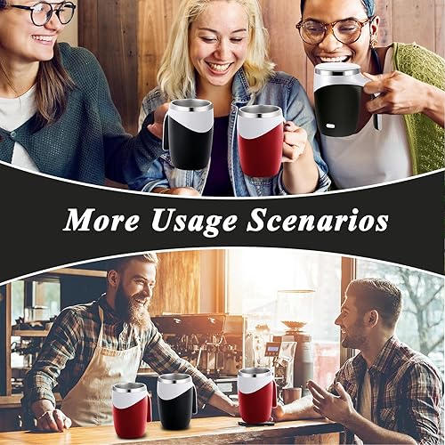 Vista 7 de Patelai 2 tazas de café autoagitables a granel, taza autoagitable recargable de 13.5 onzas, taza de mezcla automática de viaje para empleados regalo