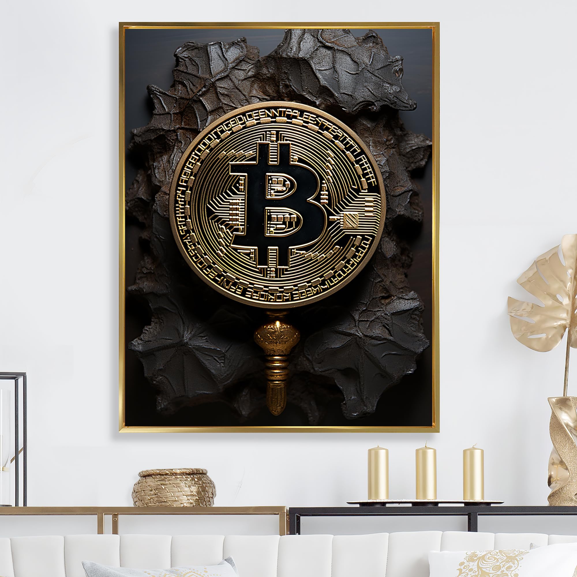 Amazon.com: DesignQ Large Fashion Bitcoin Wall Art, The Dark Elegance Of  Bitcoin, Fashion Bitcoin Gold Framed Wall art decor, Black Canvas wall art,  30x40 inches: Posters & Prints
