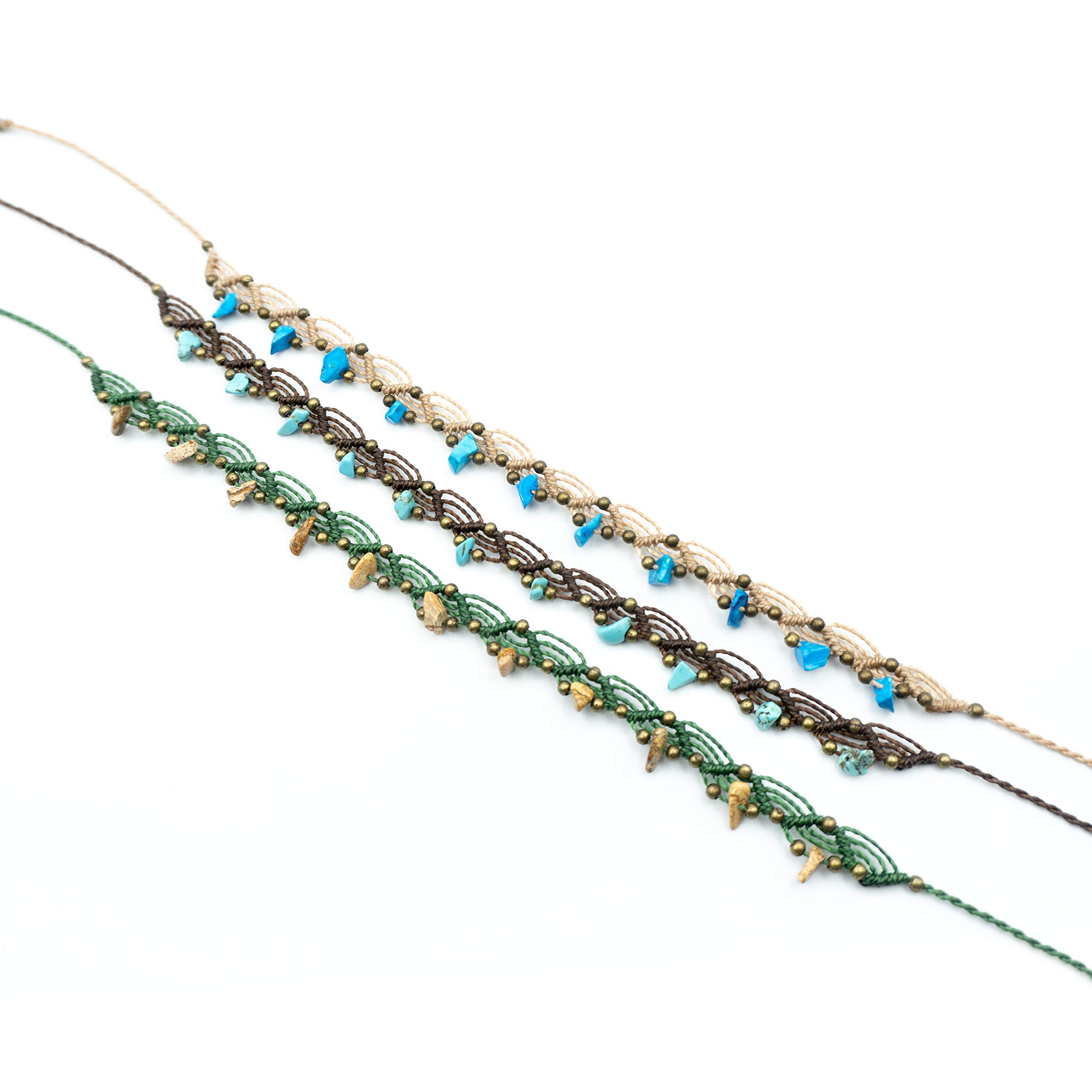 Tobillera boho bohemia de macrame artesanal para playa