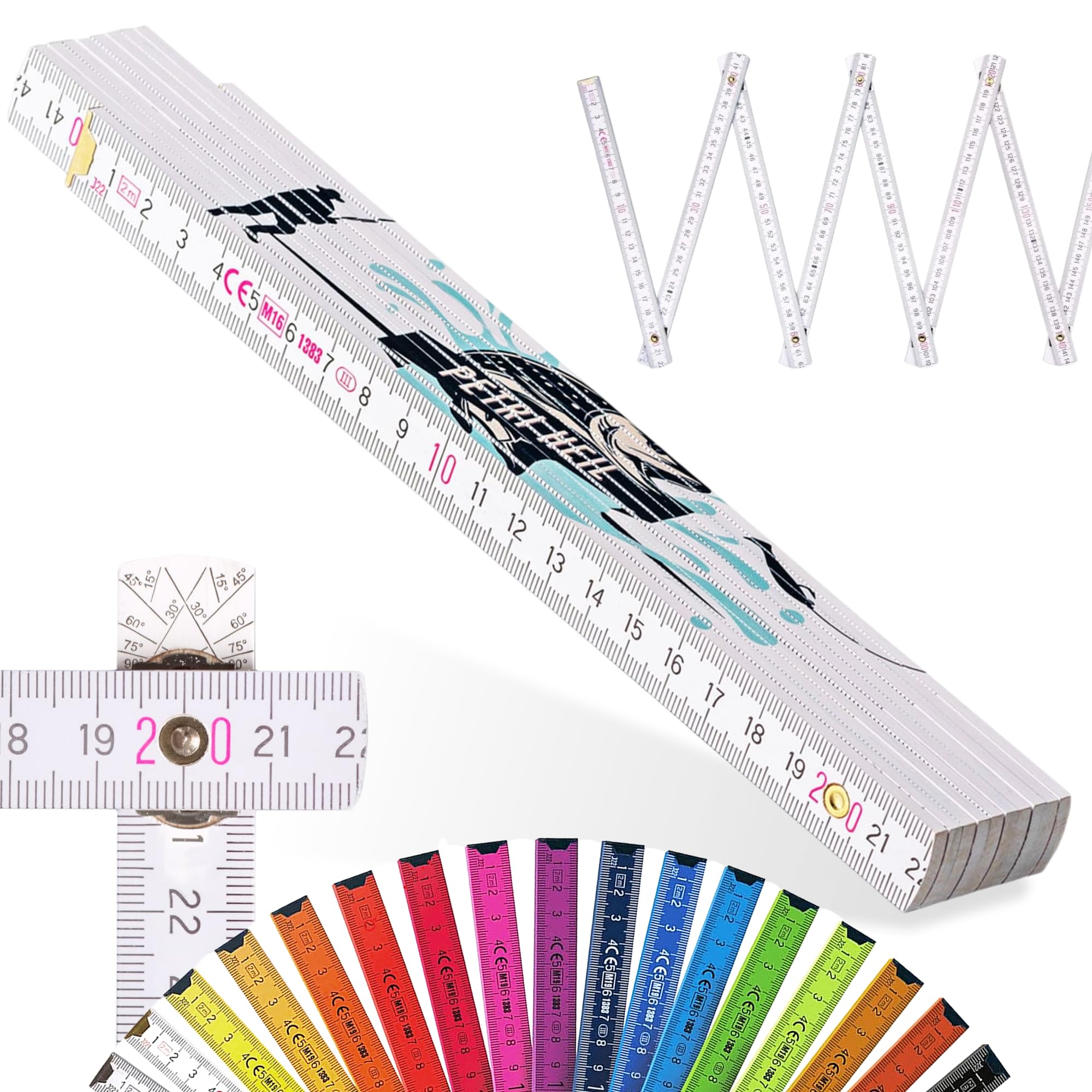 Metrie™ BLOCK 52 Zollstock/Zollstöcke - Gliedermaßstab | Maßstab - 2m - mit Duplex-Teilung, Hergestellt in der EU – Premium Angler