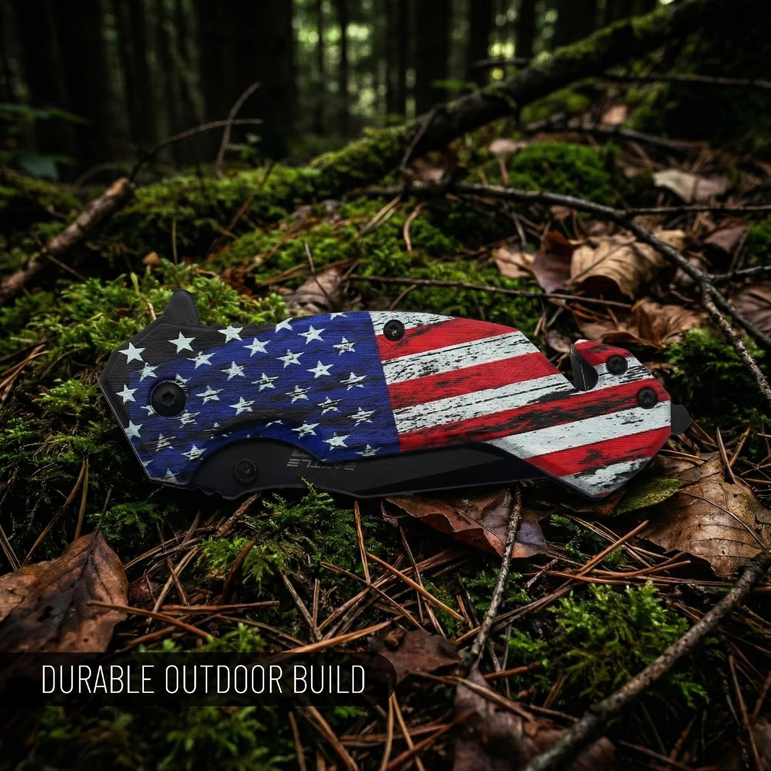 Hunting Knife - American Patriotic Camping Knife - America Folding Pocket Knife - 420 Stainless Steel With Cool Design & American Flag Knives Artwork For Collectors & Enthusiasts