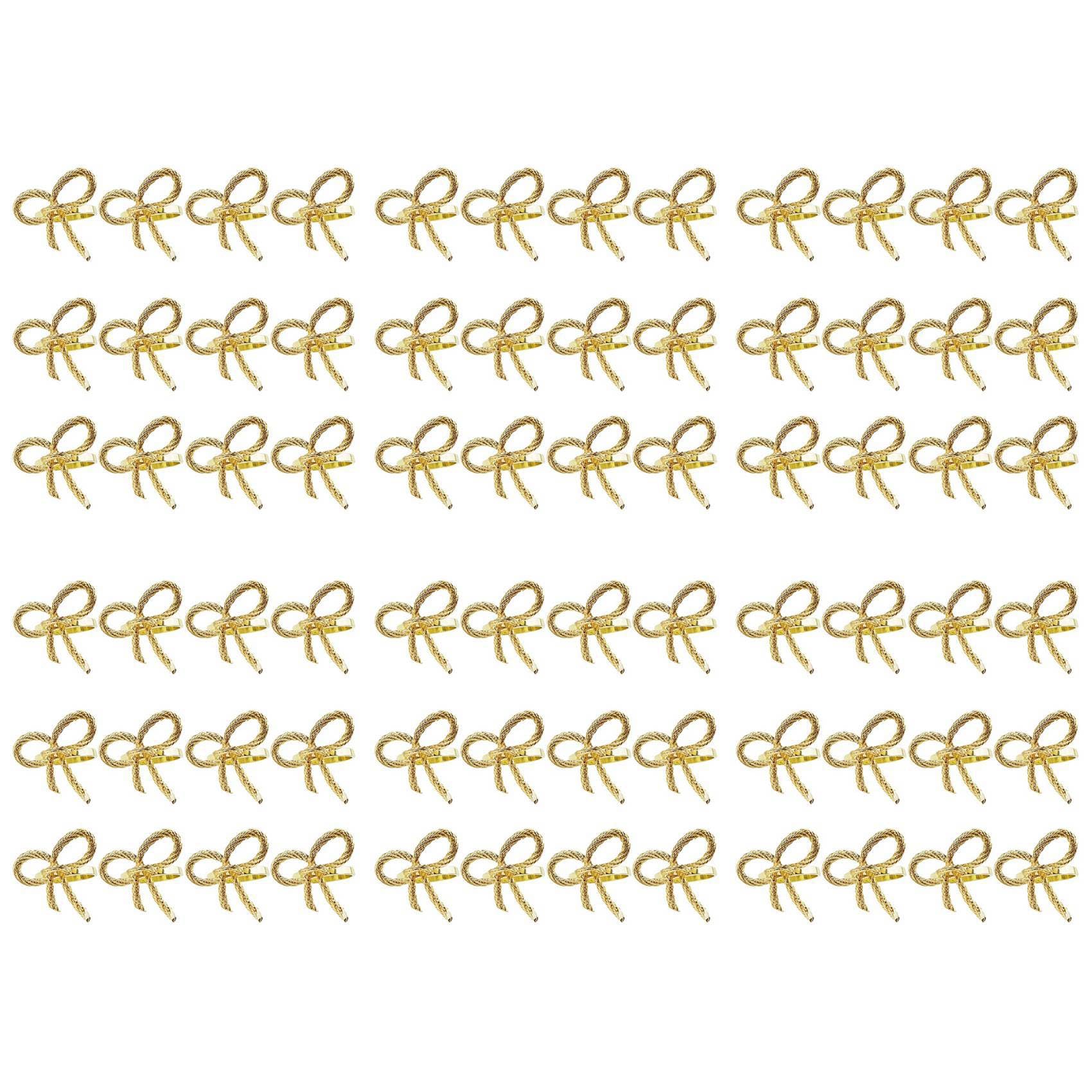 Vjsujehgy 72 Pcs Simple Golden Napkin Ring Butterfly Bow Tie Napkin Buckle Hotel Restaurant Mouth Cloth Ring Metal Napkin Ring