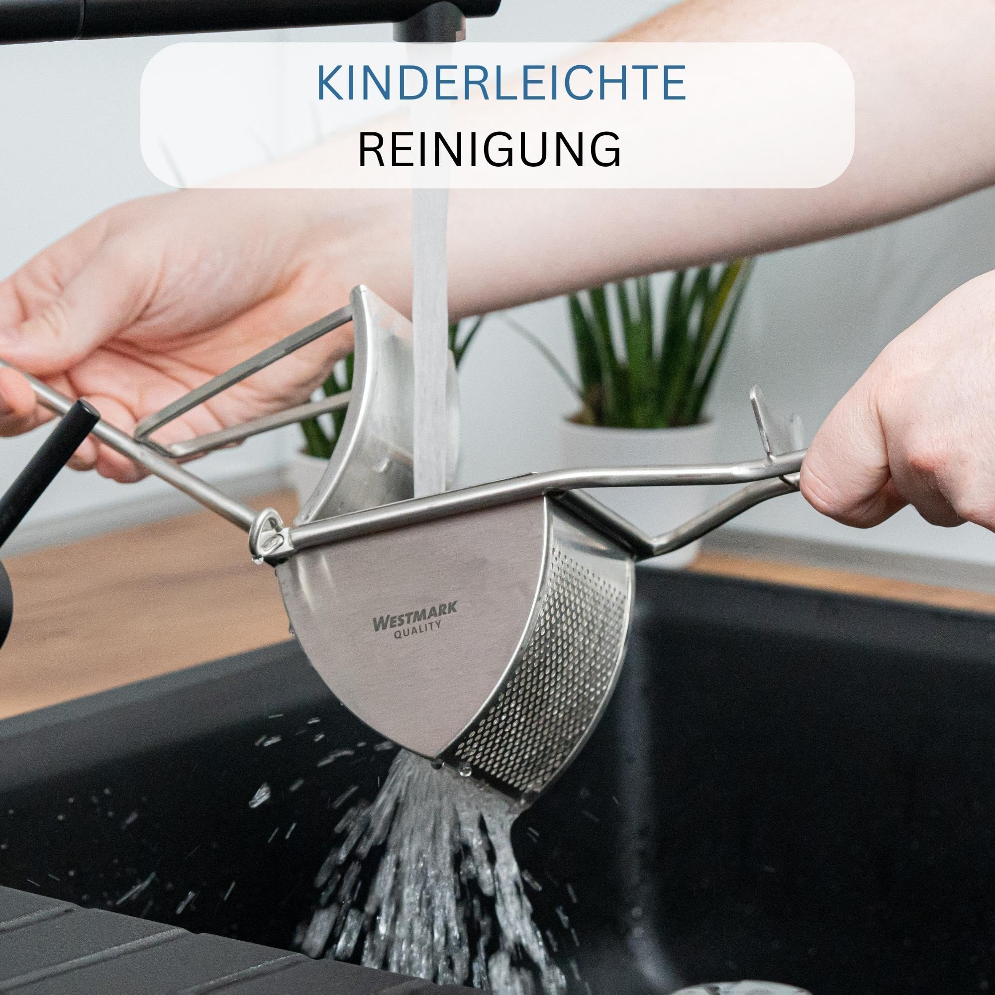 Westmark Kartoffelpresse, Mit Rund-Lochung, Rostfreier Edelstahl, Länge: 30 cm, Triangel, Silber, 61262260