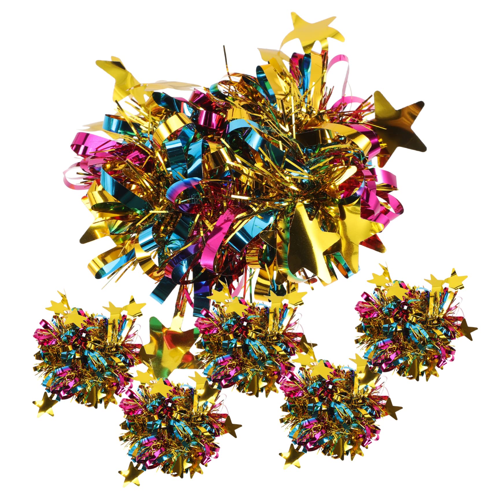 Toddmomy Cheerleading Pompoms Set 6pcs Blue White Pom Poms Cheerleading Games Props for Boys and Girls for Cheerleaders