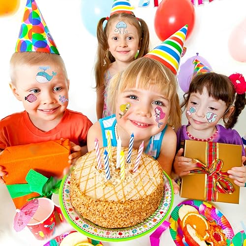 Miniatura 5 de 200 tatuajes temporales con temática oceánica para niños, decoración de piscina de playa bajo el mar, suministros de fiesta de cumpleaños, tatuajes