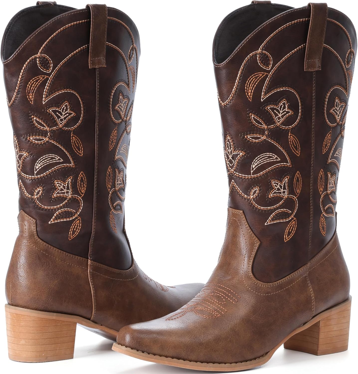IXU Cowboy Boots For Women Wide Calf Pointy Toe Cowgirl Mid Calf... - Picture 17 of 55