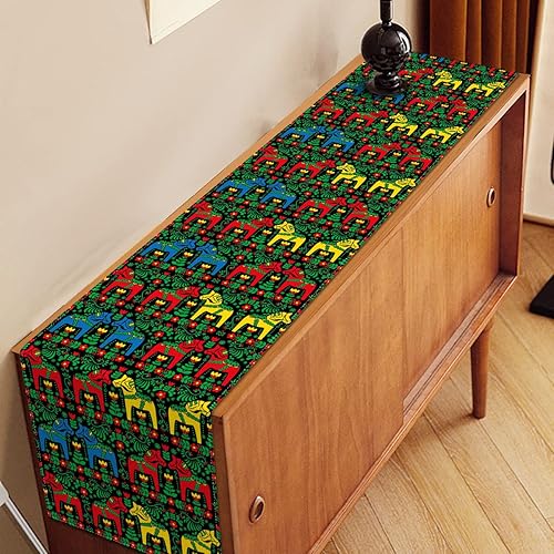 Miniatura 5 de Nepnuser Camino de mesa de Navidad sueco Dala Caballo Folclórico Regalo escandinavo Decoración de Suecia Decoración rústica para el hogar, cocina,