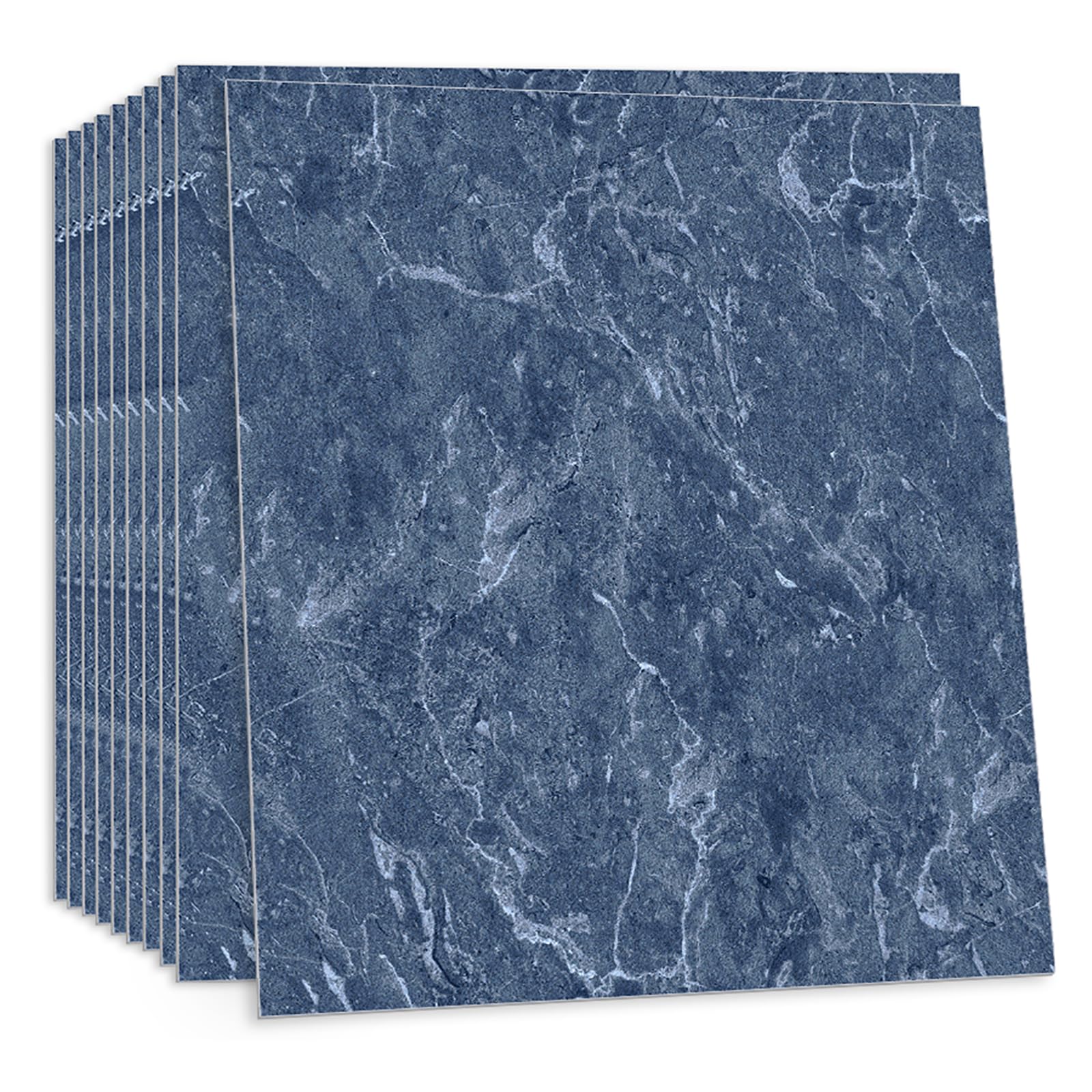 ANHUIB 10 Pcs Blue Marble Floor Tiles Stickers Peel and Stick Floor Tiles Stick on Floor Tiles for Bathroom Kitchen Vinyl Flooring Stick Down Flooring Living Room Waterproof Flooring for Home 30×30cm