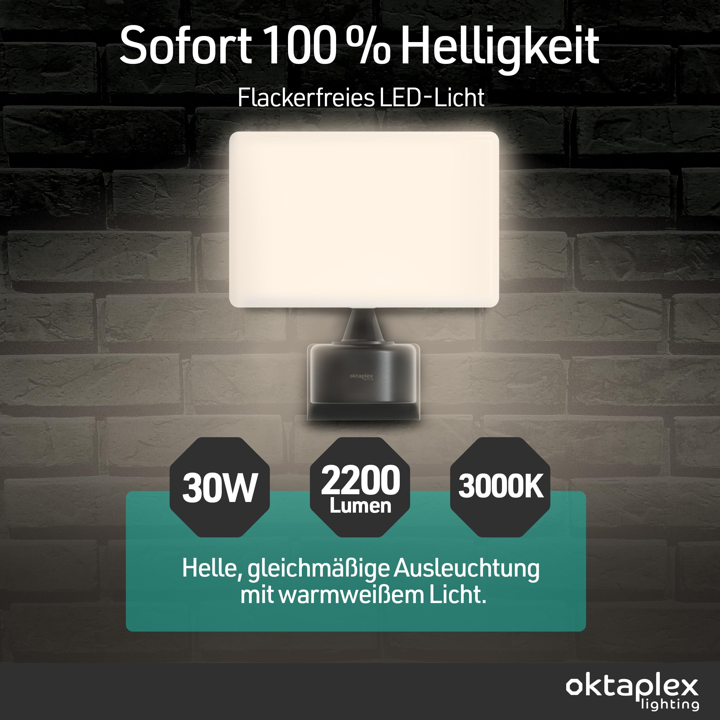 Oktaplex Cali projecteur LED extérieur IP65 blanc chaud 3000K | Projecteur extérieur anthracite, 2200lm, 30W, 230V, projecteur LED