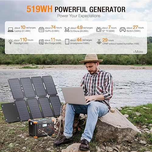Miniatura 57 de Estación de energía portátil de 2400 W, 1843 Wh, generador solar para exteriores con 2400 W (pico de 4800 W) 4 salidas de CA, batería de reserva