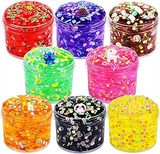 8 Pack,Funny Slime Crystal Clear Slime Kit,Boba Slime Party Favors for Girls Boys,Stress Relief Toys Super Soft and Non-Sticky, DIY Crunchy Slime Toy for Chirldren