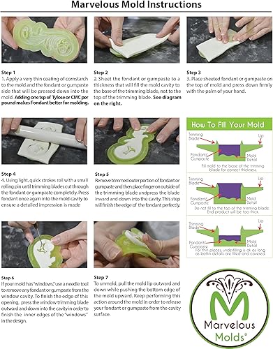 Miniatura 3 de Marvelous Molds Molde de encaje de silicona  Mandy  para decoración de pasteles con fondant, pasta de goma y más