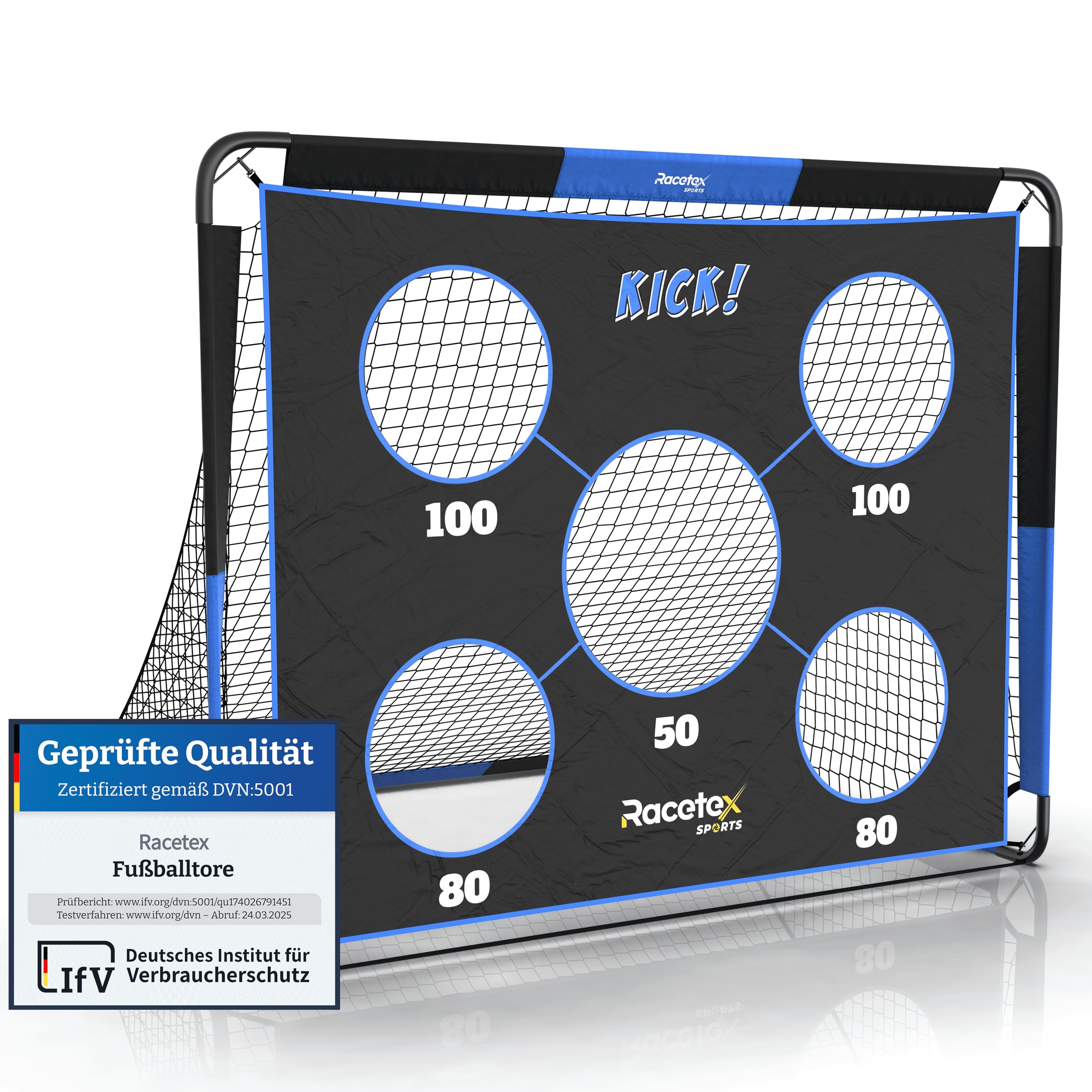 Racetex 2-in-1 Fußballtor Kinder mit Torwand – Fussballtore für Garten Kinder, robust & stabil Dank Glasfaserstangen – schnell aufbaubar, leicht & mobil, perfekt für jedes Torschusstraining