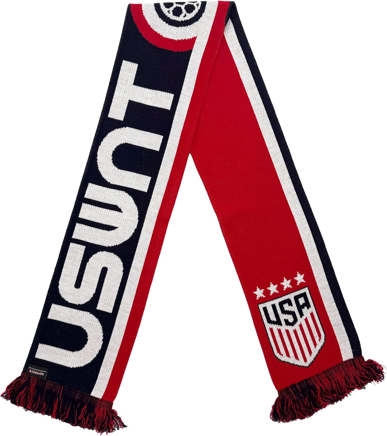 RUFFNECK Official USWNT USA Soccer Scarf | Premium Jacquard Knit Neck Scarf for Women and Men | Officially Licensed US Soccer Apparel (Retro Stripe)