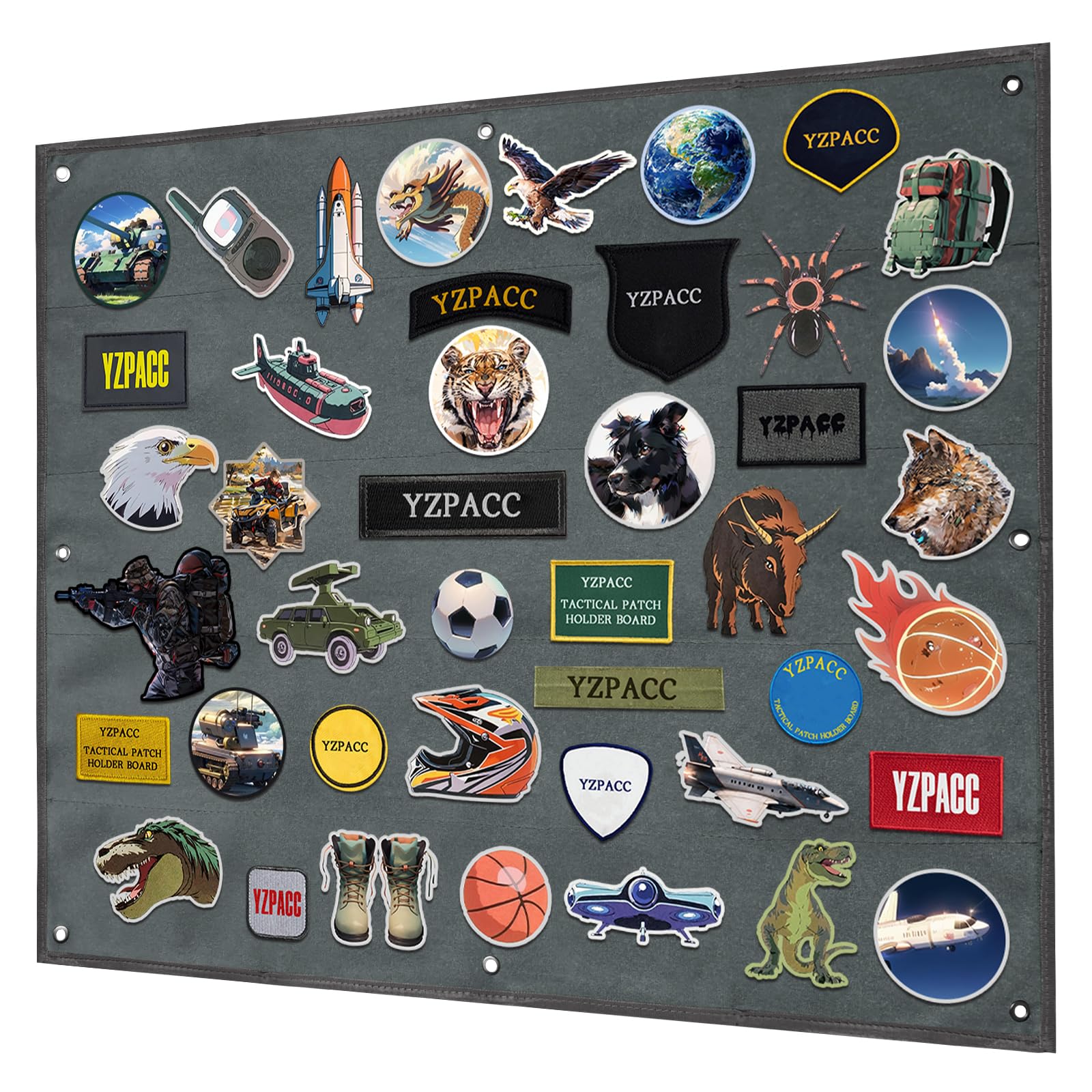 Yzpacc Taktisches Aufkleber Displaybrett, faltbares Panel mit Schlaufenoberfläche zur Aufbewahrung und Ausstellung von militärischen Kampf und Motivationsaufklebern für Armeeangehörige