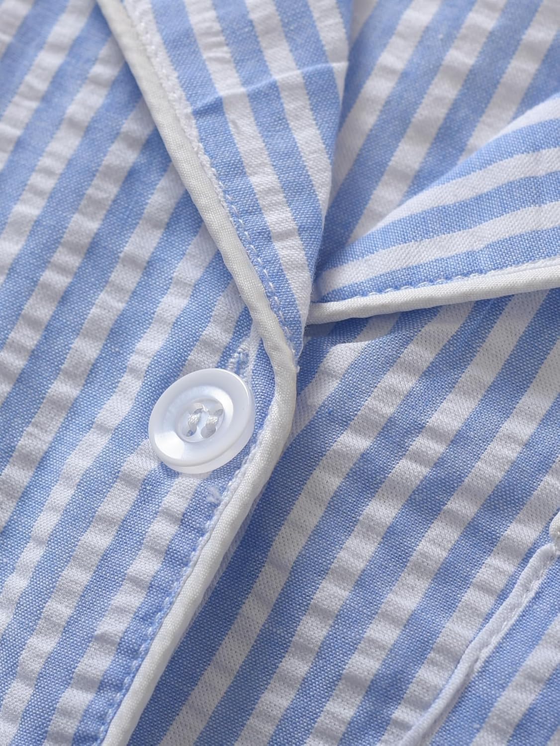 Women's Petite Pajama Set 2 Piece Cotton Seersucker Pjs