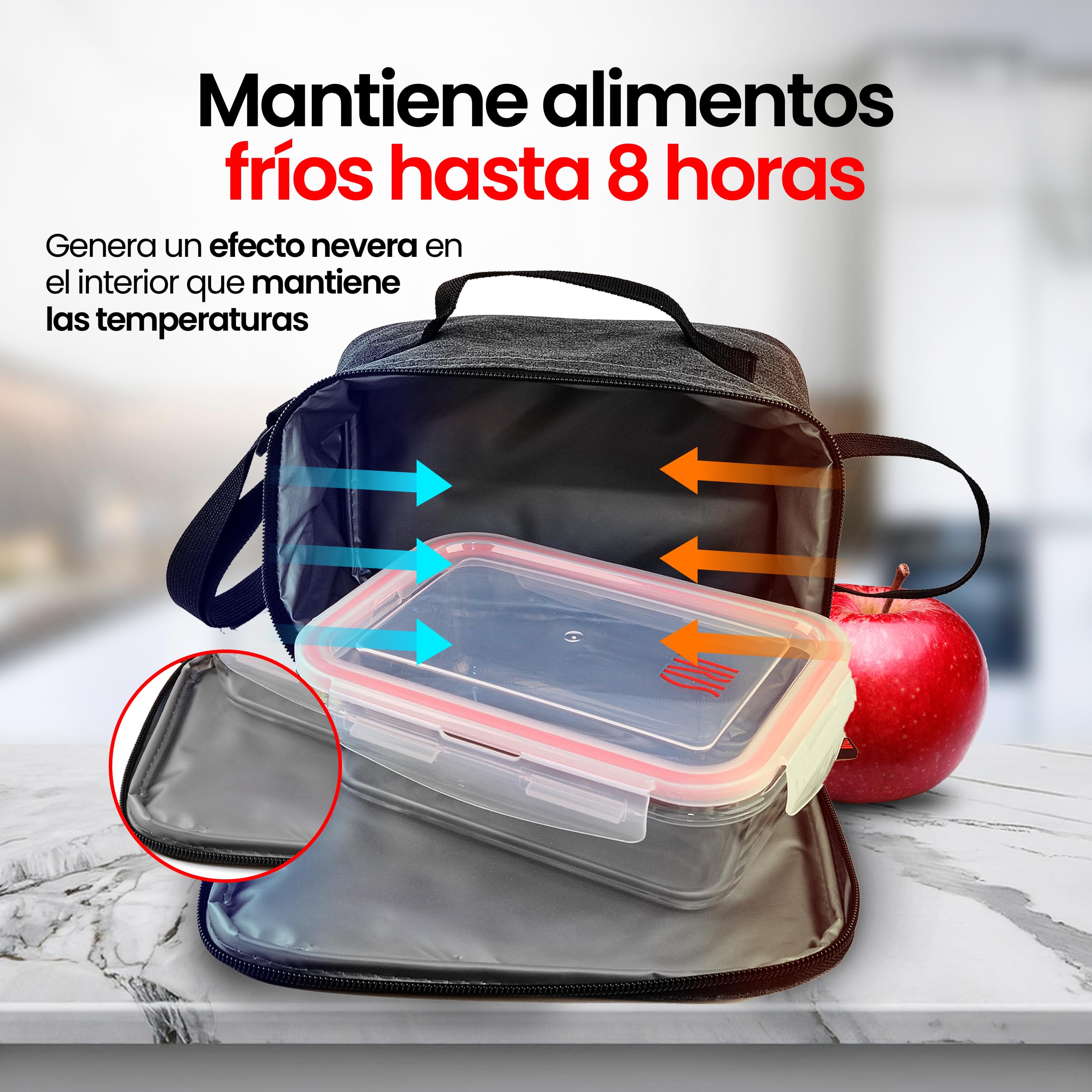 Iris Barcelona - Borsa multifunzione porta alimenti Natural Lunchbag, blu | Borsa porta pranzo riutilizzabile in cotone con interno plastificato e tasca interna per cellulare o chiavi