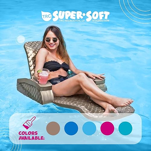 Miniatura 4 de TRC Recreation Folding Baja Floating Swimming Pool Lake Portable Water Lounger Comfortable Recliner Chair with 2 Armrests Cup Holders