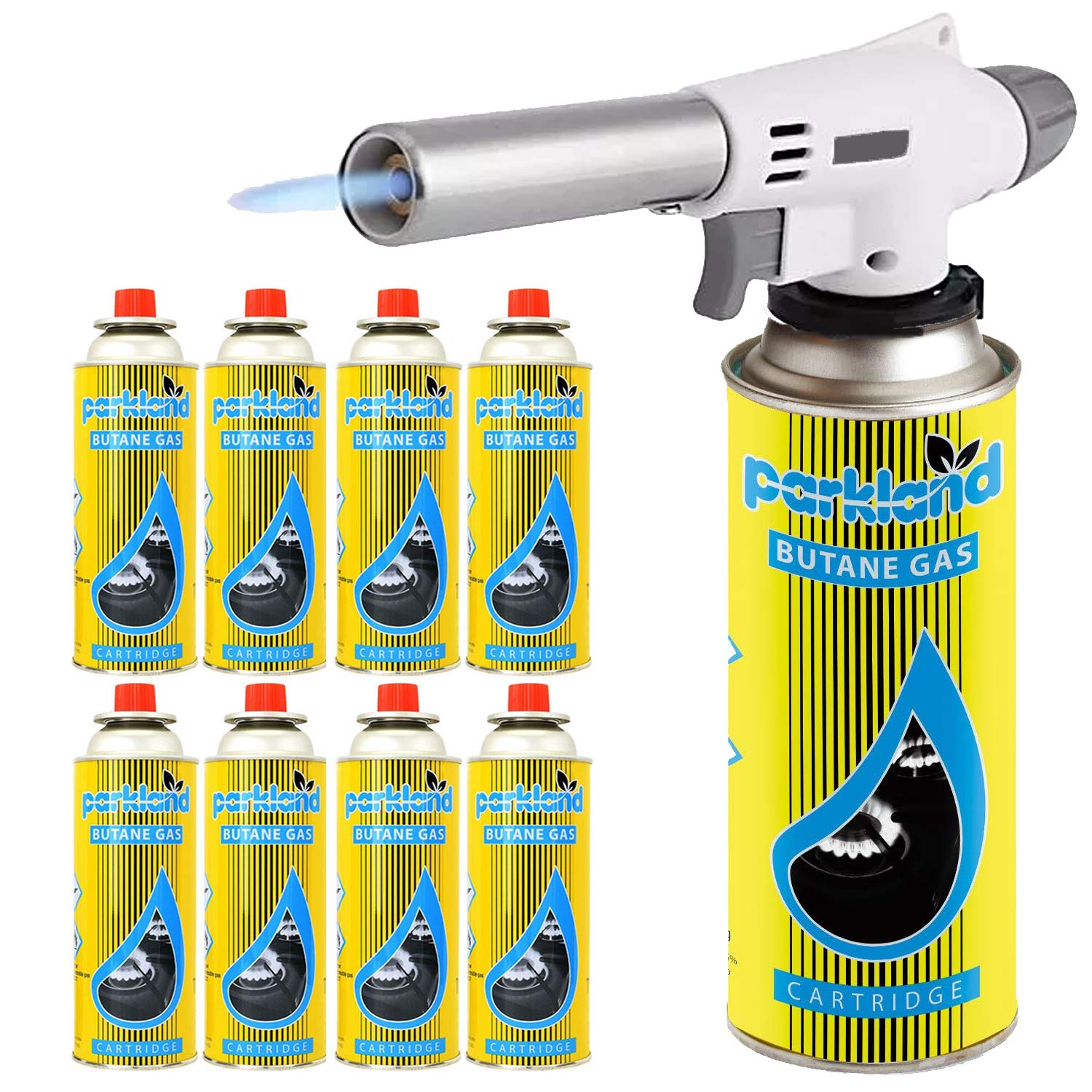 Bond Hardware® White Blow Torch Welding Iron Soldering Lighter Flame Gun Burner + Gas Refills (Gas Torch + 8 Refills)