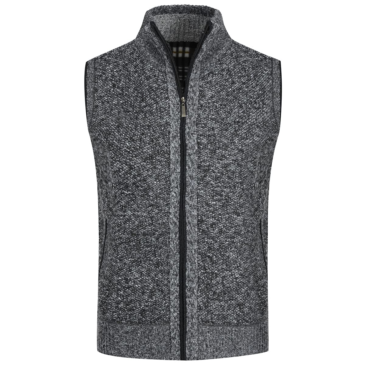 YOUTHUP Gilet da Uomo Senza Maniche Canotta Invernale in Maglia Foderata in Pile con Cerniera Spessa