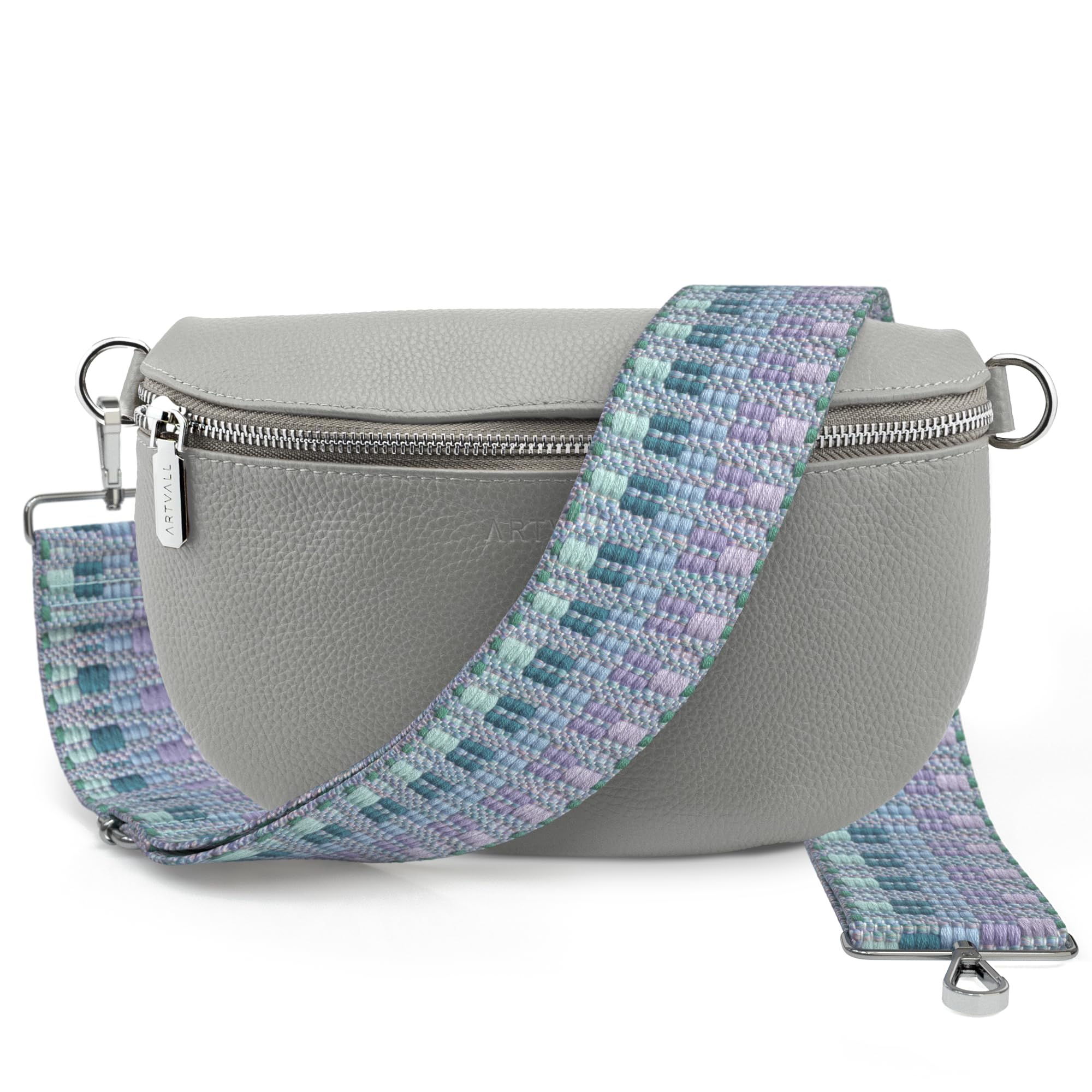 Umhängetasche Echtleder Tasche Handtasche Leder Bauchtasche Klein mit Schultergurt Design Taschenband abnehmbar verstellbares Riemen Crossbody Bag Echt Ledertasche Damen mit Reißverschluss