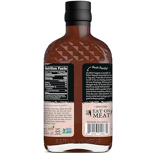 Miniatura 3 de Rufus Teague - Salsa BBQ sin azúcar Smoke 'N Chipotle - Salsa barbacoa premium - Botellas de 12.25 onzas - Paquete de 2