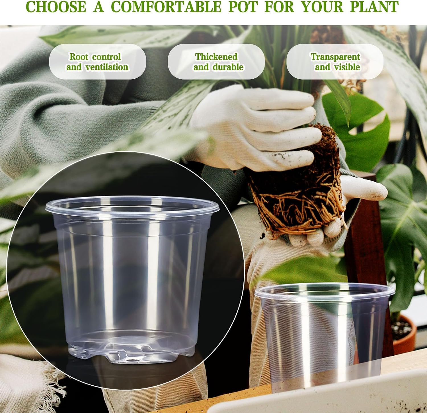 45 Pack Clear Nursery Pots for Plants, 7/6/5/4/3 Inch Clear Plant Pots with Drainage Holes, Plastic Nursery Pots for Beautiful Succulents, Landscape Plants, Lilies, Mint