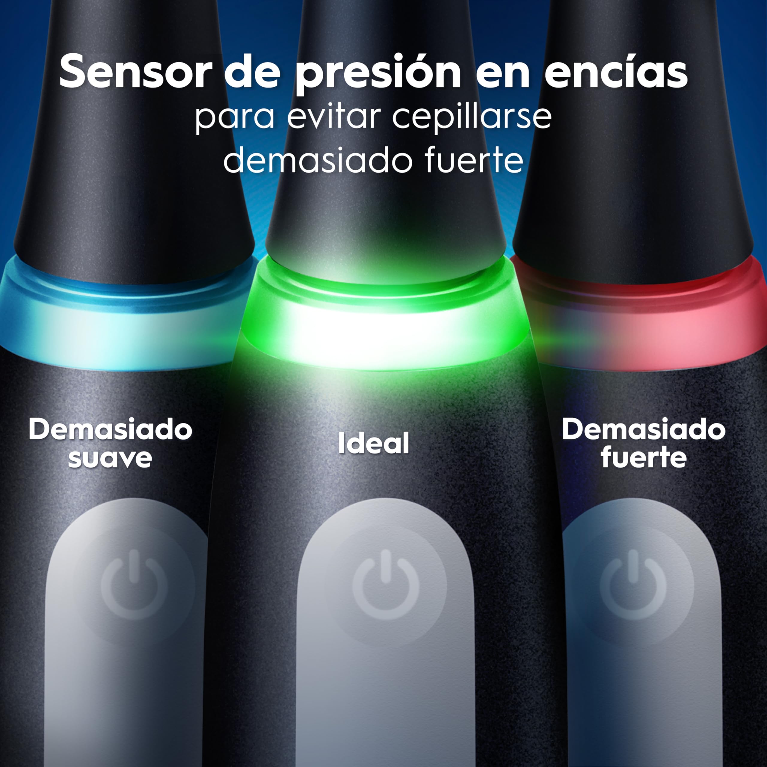 Oral-B iO 3 Cepillo de Dientes Eléctrico con 3 Cabezales, Negro - Cepillo Dental con Sensor de Presión, 3 Modos de Cepillado con Blanqueamiento Dental Y Temporizador, Diseñado por Braun