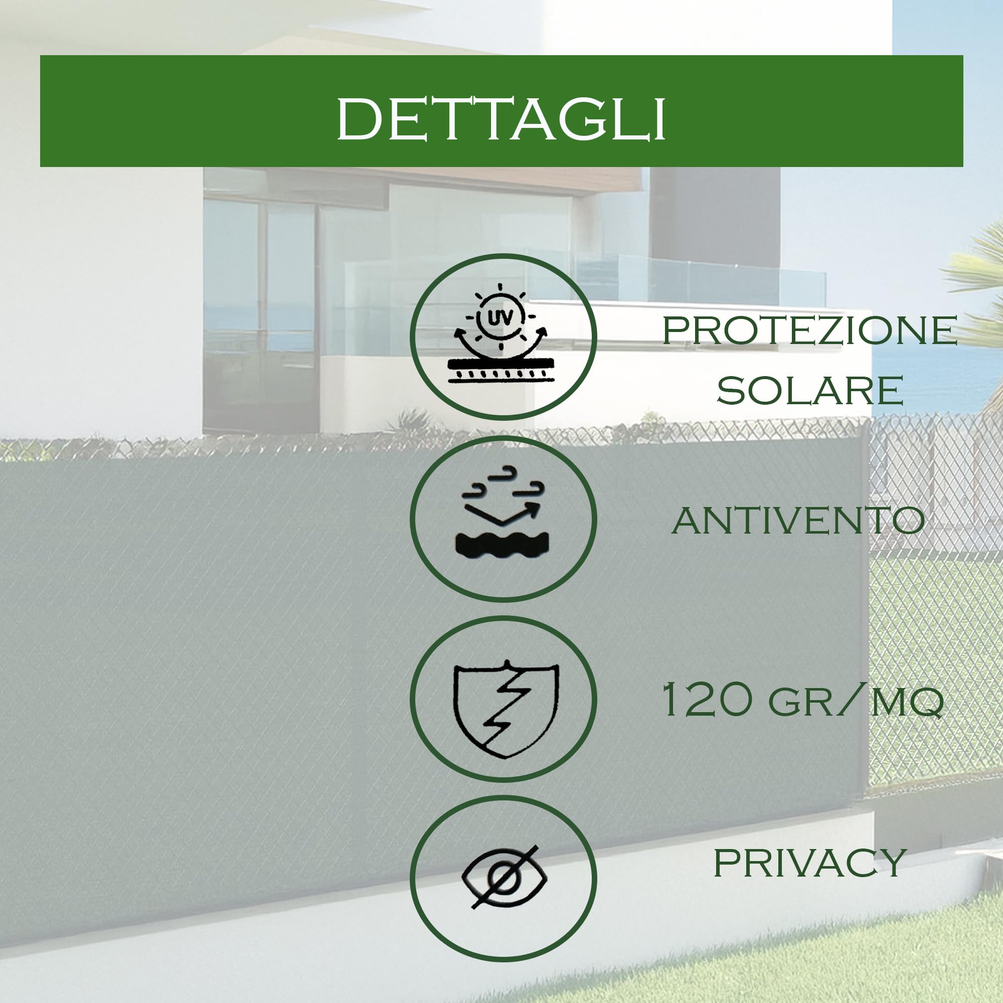 Home Tresor Telo Rete Ombreggiante Oscurante Frangivista Recinzione in Tessuto 120 g/m² Telone Antistrappo per Esterno Balconi Giardini Ringhiera Parcheggi - 2x50 mt