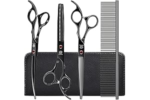 GLADOG Professional 5-in-1 Dog Grooming Scissors Kit with Safety Round Tips