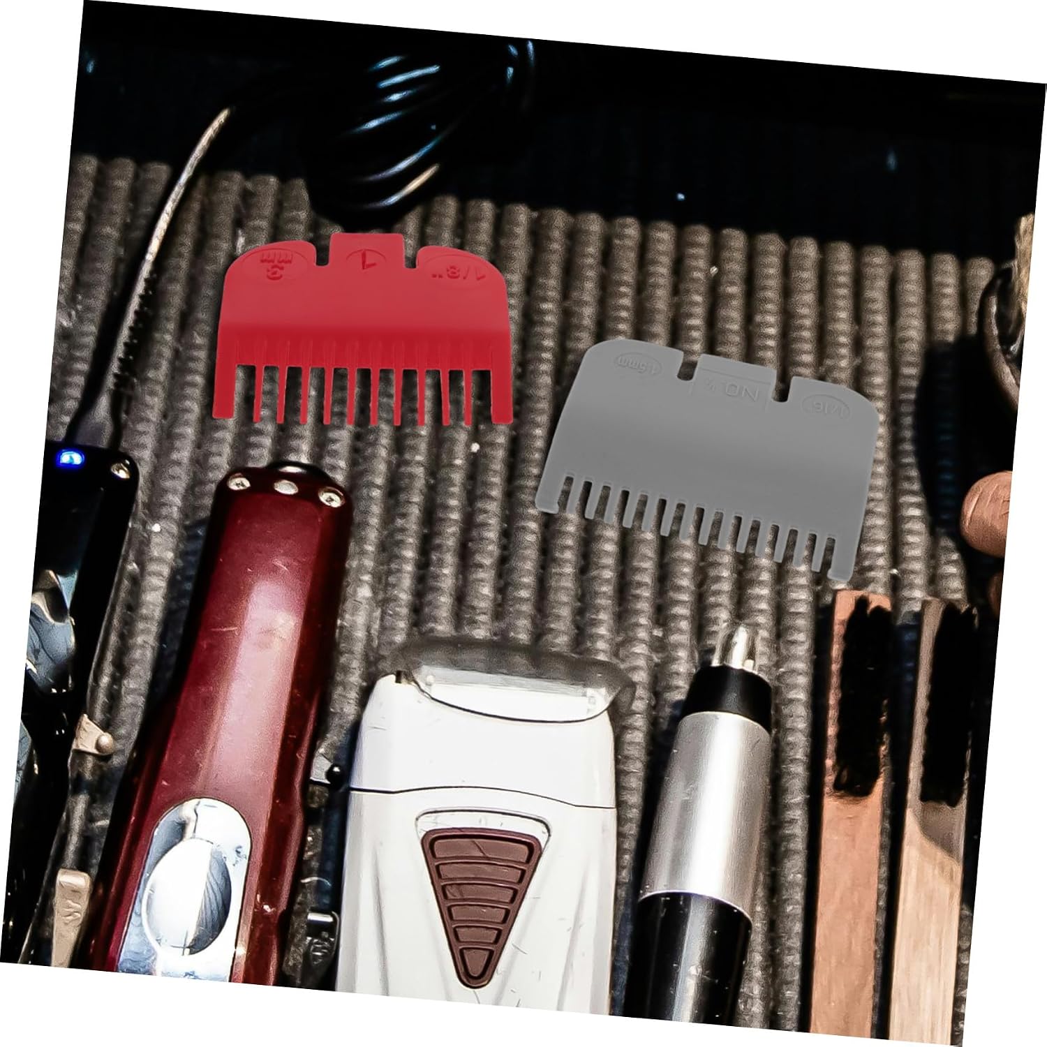 Hair Clipper Guard Comb Set, 2 Pieces Plastic Hair Cutting Guides, Small Color-coded Trimmer Accessories for Professional Barber and Home Haircut Styling