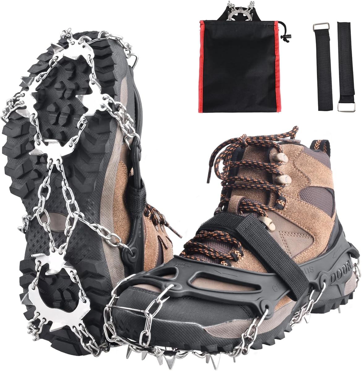 Amazon.com : TRIWONDER Crampons for Boots Shoes Traction Ice Cleats Snow Grips Anti Slip Stainless Steel Micro Spikes for Hiking Fishing Walking Climbing Jogging Mountaineering