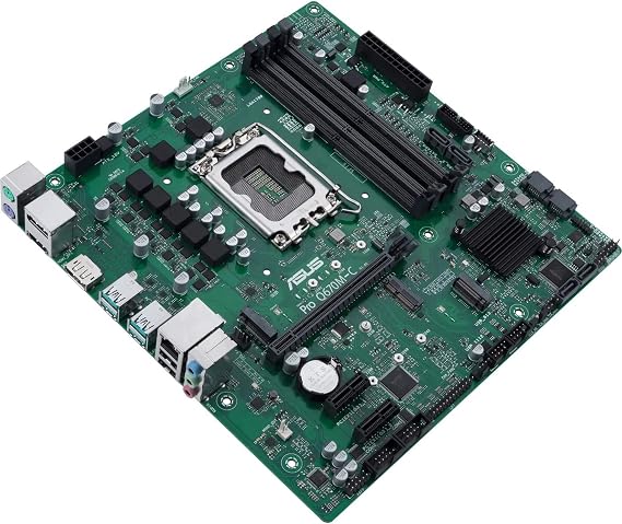 ASUS Pro Q670M-C-CSM LGA 1700(Intel 12th&13th Gen&Intel vPro) mATX Commercial Motherboard(PCIe 4.0,DDR5 4800, 2xNVMe SSD M.2 Slots,4xUSB 3.2 Gen 2 Ports, Front USB 3.2 Gen 1 Type-C)