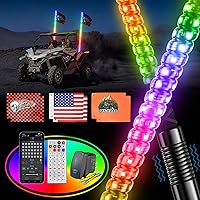 Vista 1 de Ehaho 2 piezas luces de látigo de 1 pie para UTV ATV con base de resorte, luz LED de látigo tres veces más brillante con interruptor basculante y 6
