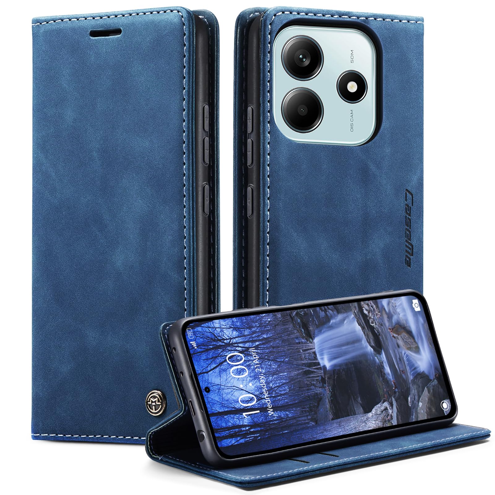 Azororo Cover per Xiaomi Poco M7 Pro 5G, Premium PU Pelle Custodia, Magnetica Carta Fessura Portafoglio Case, Flip Cavalletto Custodia per Xiaomi Poco M7 Pro - Blu
