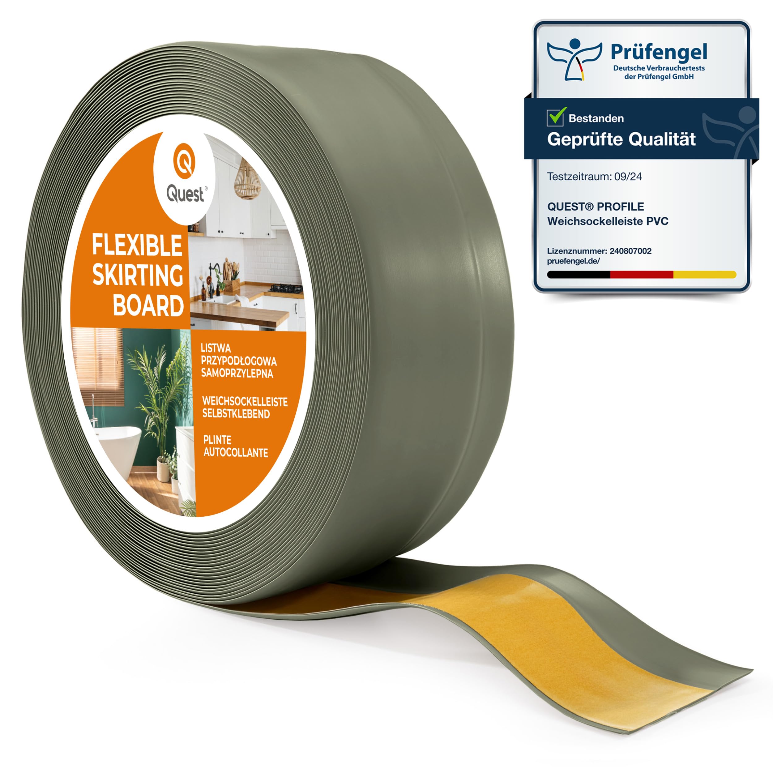 Quest Skirting Board PVC 50 x 20 mm Self-Adhesive - Olive, 20 m