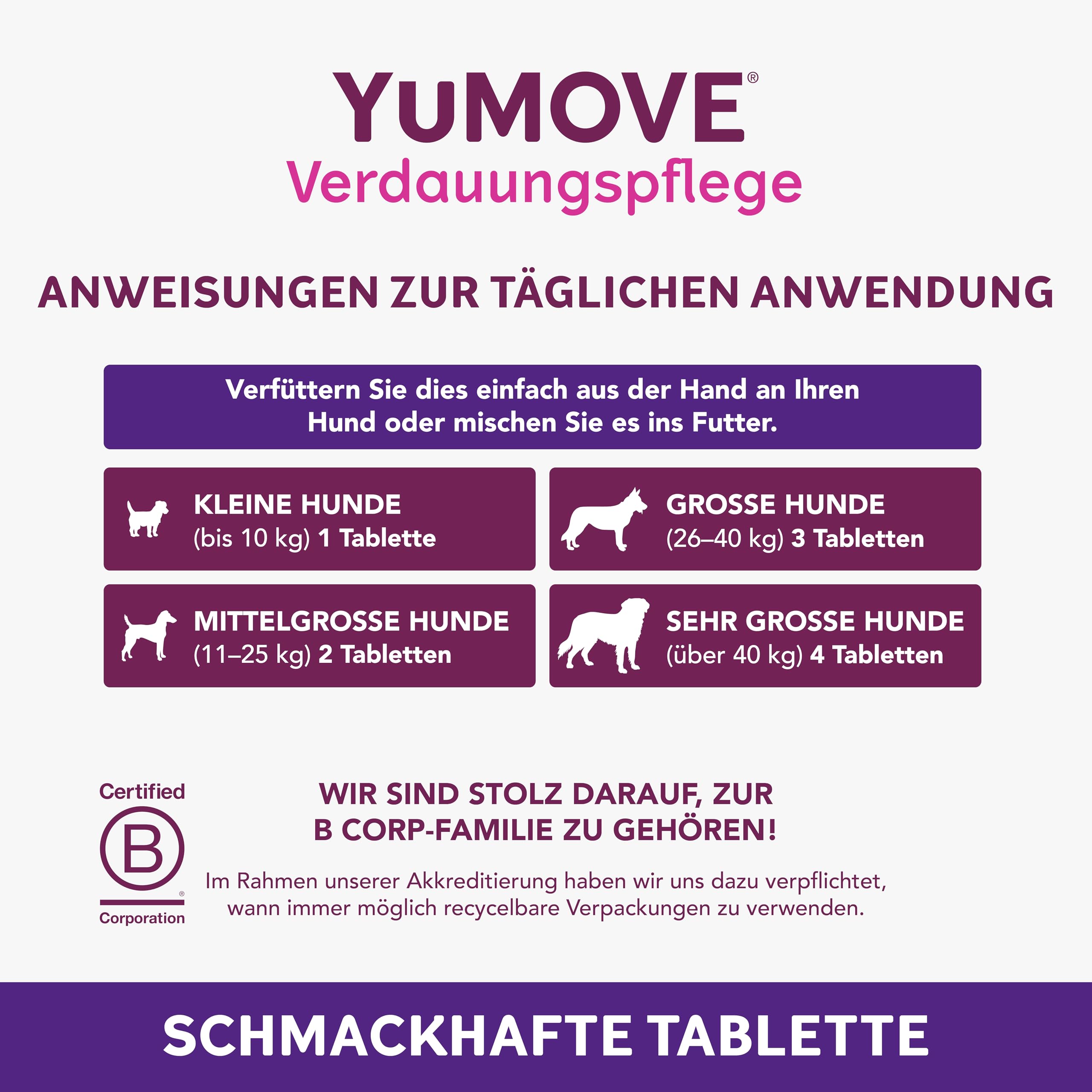 YuMOVE Probiotika Hund Tabletten - 120 Stück - Mit 200 Mio Guten Bakterien Enterococcus faecium & ActivBio Prebiotika MOS scFOS Beta-Glucane - Hund Darmflora Aufbauen & Natürliche Verdauungsbalance