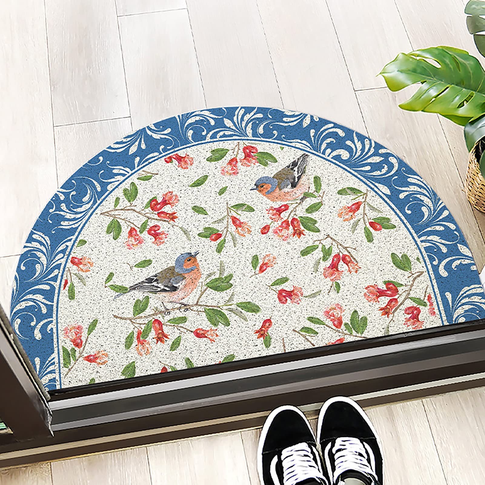 Zerbino di benvenuto antiscivolo, resistente all'usura, alla moda, rettangolare, design a semicerchio, per patio, ingresso, durevole ed elegante, per interni ed esterni