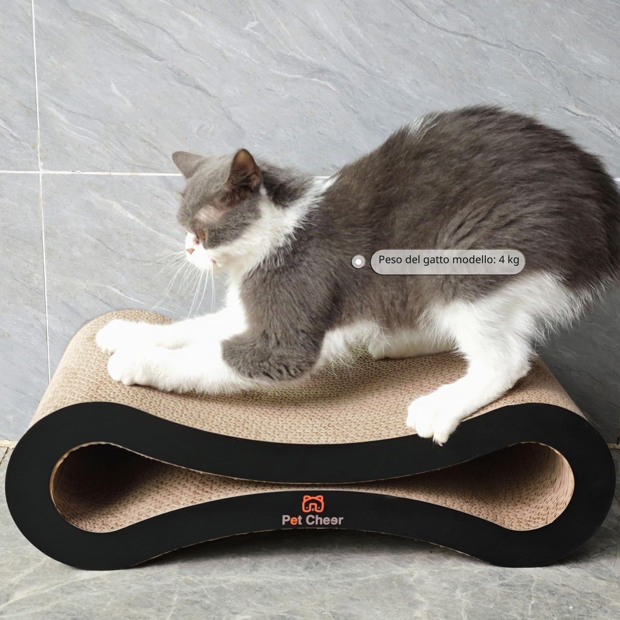 Tiragraffi per Gatti, Prodotto di Design in Cartone ondulato,ideale come lounge, letto, Cuccia, Palestra e Graffiatoio,Completamente Riciclabile