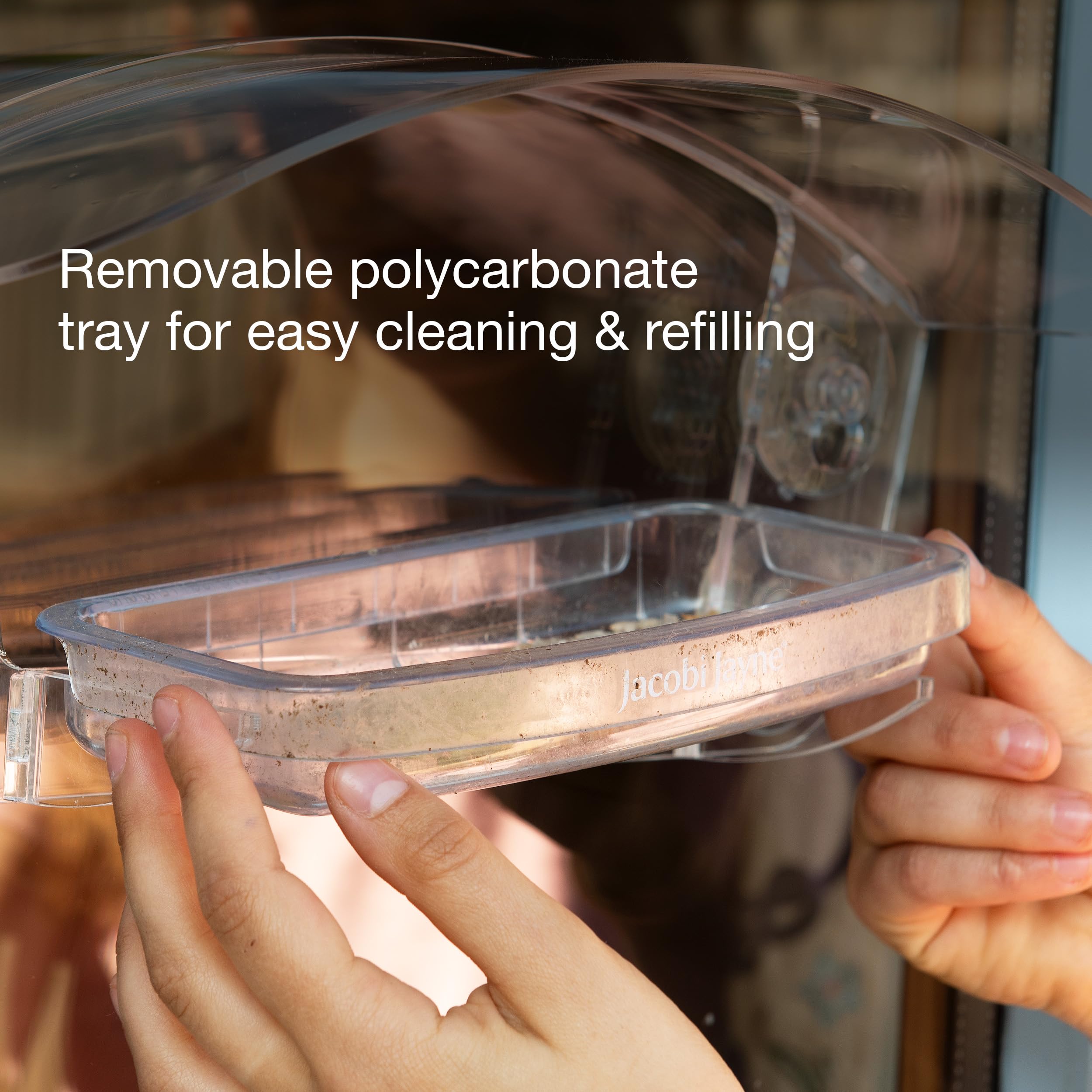 Jacobi Jayne® Sky Deck™ - Comedero para pájaros de Ventana Transparente con ventosas Fuertes - Comedero para pájaros para Ventana - Mira cómo los pájaros se acercan con Este comedero acrílico para